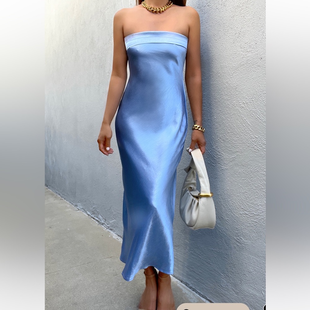 Runaway the Label Blue Satin Dress